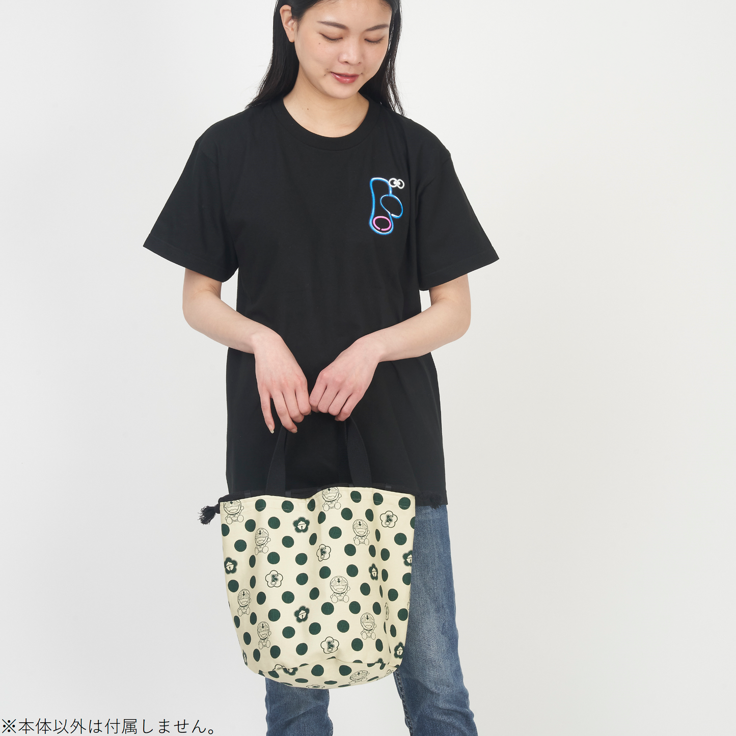 ドラえもんドット柄　巾着バッグ