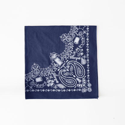 ひみつ道具 ペイズリーバンダナ　NAVY