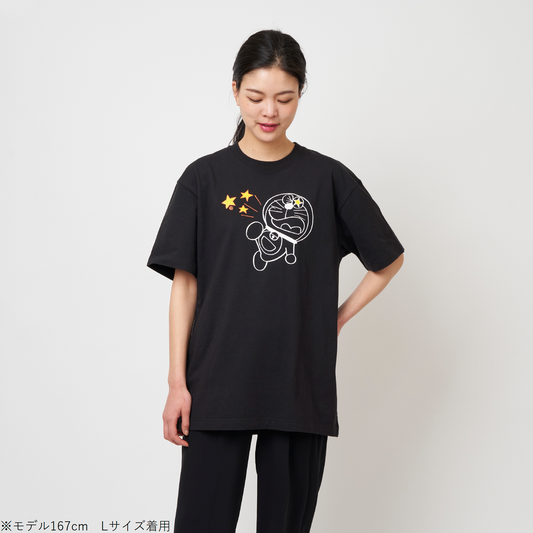 ドラえもん　フロントプリントTシャツ　BLACK