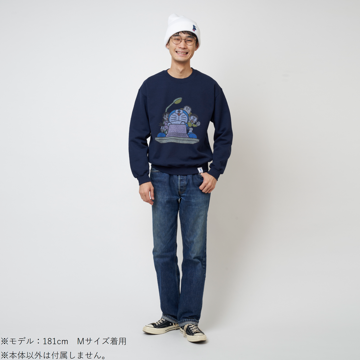 ヴィンテージ加工デザインスウェット（タイムマシン）NAVY